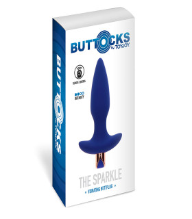 Анальна пробка з вібрацією ToyJoy The Sparkle Buttplug з пультом, синя, 13.5 х 3.5 см - No Taboo