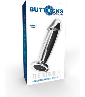 Анальная пробка металлическая с вибро ToyJoy The Intruder Vibrating Plug, серебристая, 11.8 х 2.9 см - No Taboo