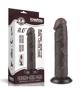 Фаллоимитатор на присоске Lovetoy Sliding-Skin Dual Layer Dong, черный, 20 х 3.8 см - No Taboo