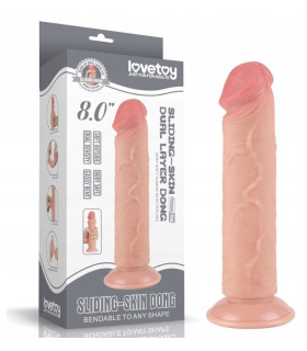 Фалоімітатор реалістичний на присосці Lovetoy Sliding-Skin Dual Layer Dong, бежевий, 20 х 3.8 см - No Taboo