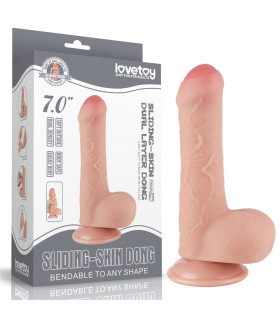 Фалоімітатор реалістичний на присосці Lovetoy Sliding-Skin Dual Layer Dong, бежевий, 18.3 х 3.5 см - No Taboo