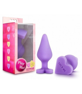 Анальна пробка силіконова Candy Heart Fuck Me, фіолетова, 10.8 х 4.3 см - No Taboo