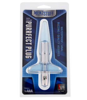 Пробка анальна з вібрацією Menz Stuff Plug, прозора, 9.5 х 2.5 см - No Taboo