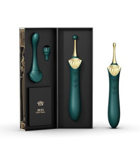 Вібратор двосторонній універсальний Zalo Bess з насадками, зелений - No Taboo