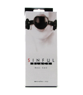 Кляп виниловый Sinful с перфорированным шариком, черного цвета - No Taboo