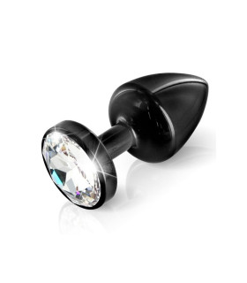Анальная пробка L Diogol, с кристаллом Сваровски, черная, металлическая, 7 х 3.5 см - No Taboo