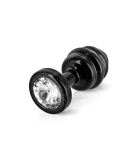 Анальная пробка S Diogol, с кристаллом Сваровски, рельефная, черная, металлическая, 5.6 х 2.5 см - No Taboo