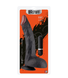 Вибратор на присоске BigStuff с пультом, реалистичный, черного цвета - No Taboo