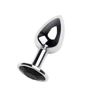 Анальная металлическая пробка с турмалиновым стразом, серебристая - No Taboo