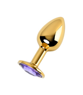 Анальная металлическая пробка со стразом, золотая - No Taboo