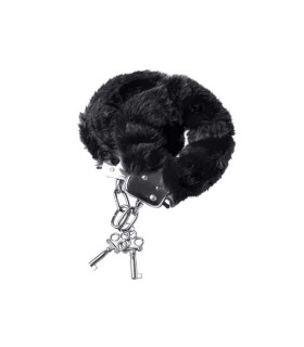 Наручники с мехом, 28 см, черные - No Taboo