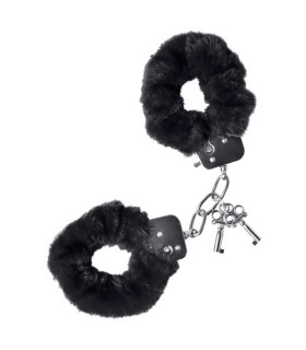 Наручники с мехом, 28 см, черные - No Taboo