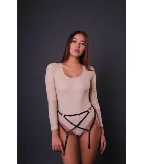 Пояс для чулок из кожи ручной работы, черный, L/XL Candy Hero - No Taboo