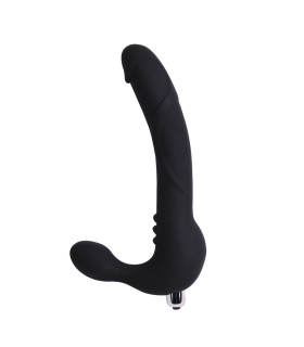 Страпон безремневой со съемной вибропулей 24 см, черный - No Taboo