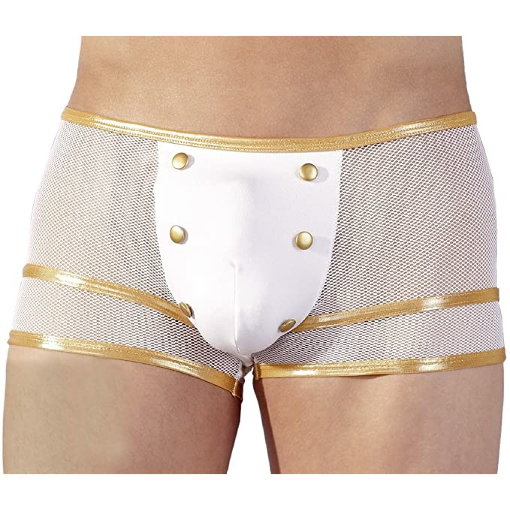 Труси боксери Svenjoyment з сітки із золотою облямівкою, білі, S (39093), zoom