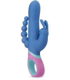 Вибратор кролик тройной PMV20 Vice с ротацией, 23 см, синий - No Taboo