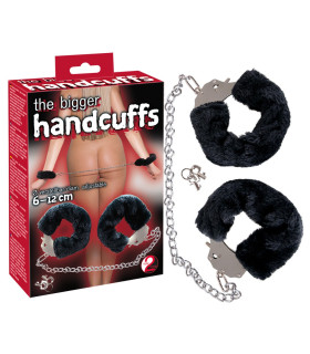 Наручники Bigger Furry Handcuffs, 6-12 см, чорні - No Taboo