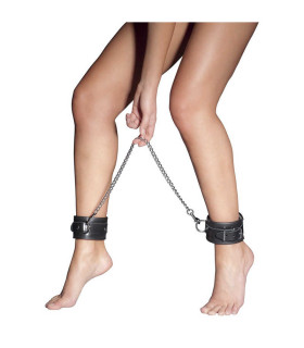 Кандалы на ноги ZADO из натуральной кожи, черные - No Taboo