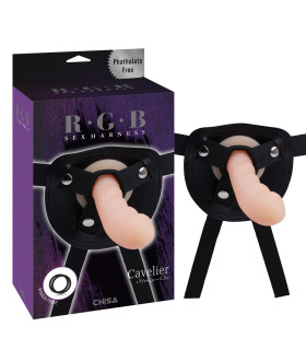 Страпон с силиконовой насадкой Chisa R.G.B. Cavelier, трусики из искусственной кожи - No Taboo