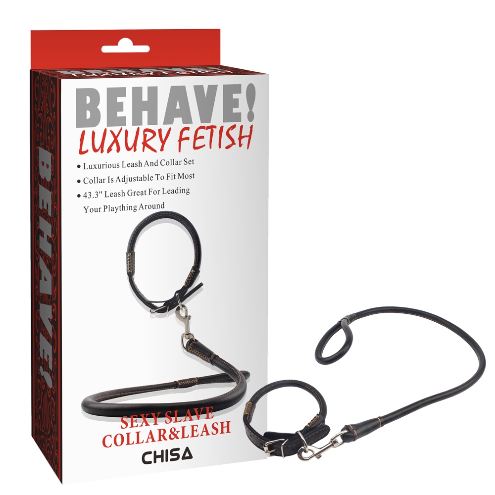 Ошейник и поводок Chisa Behave Luxury Fetish, черный (38678), zoom