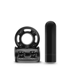 Эрекционное кольцо с вибрацией и пультом, черное - No Taboo
