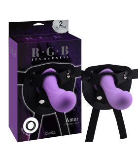 Страпон із силіконовою насадкою Chisa R.G.B. Amor, фіолетовий - No Taboo