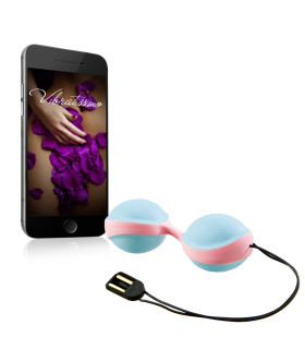 Вагінальні кульки Vibratissimo DuoBalls з вібрацією, блакитні - No Taboo