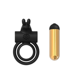 Ерекційне віброкільце Dream Toys з вушками, чорне - No Taboo