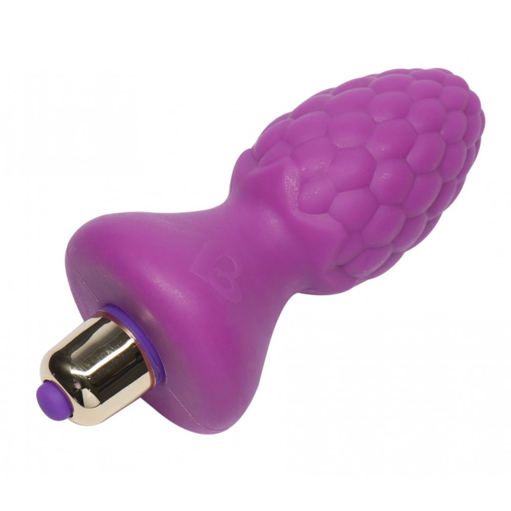 Анальна пробка Rocks-Off Ass Berries Raspberry в формі ягоди, фіолетова, 9.5 см х 3.5 см (42119), zoom