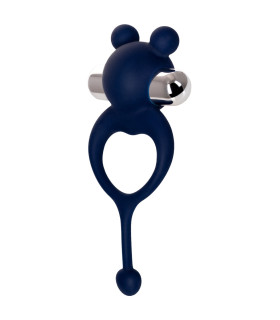 Виброкольцо эрекционное с ушками и хвостиком, синее - No Taboo