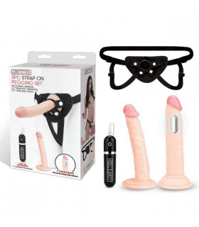 Страпон-комплект Lux Fetish с двумя вибронасадками, 15.5 см / 16.5 см - No Taboo