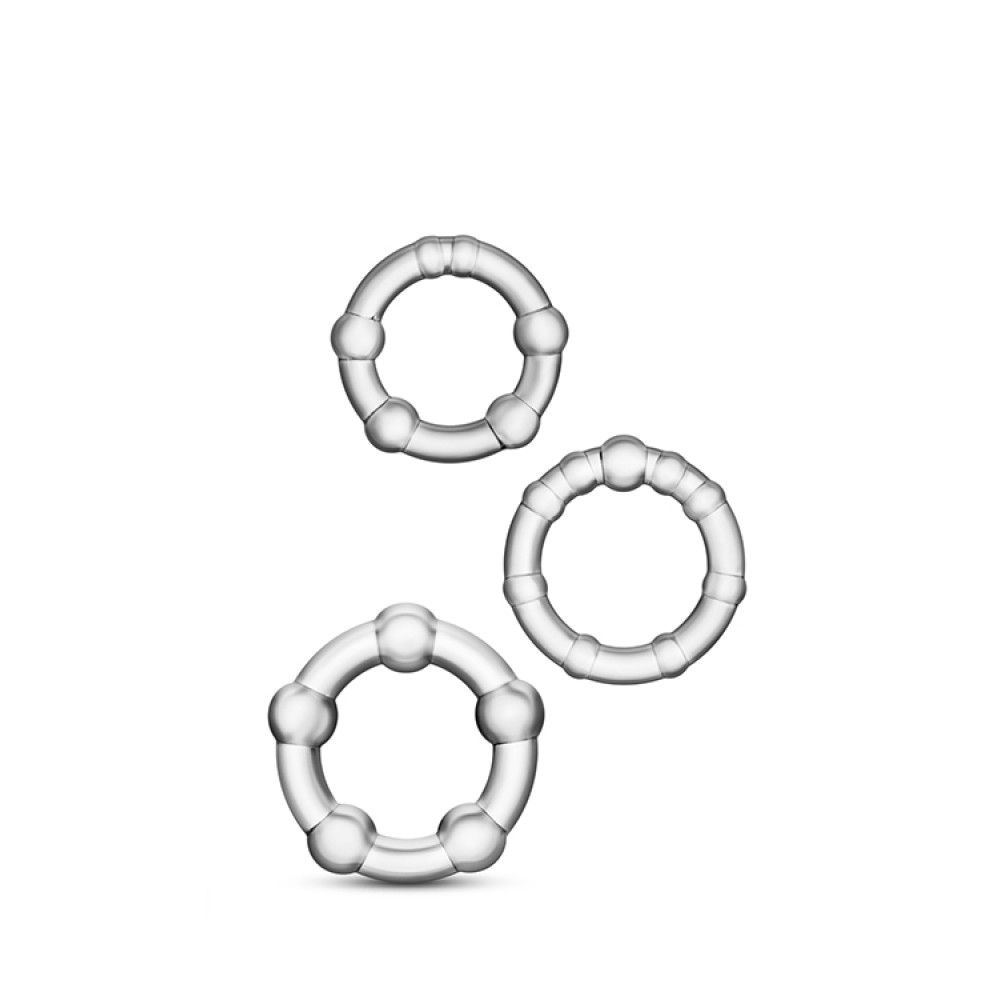 Набір ерекційних кілець Blush Stay Hard різних розміров, прозорі, 3 шт (40027), zoom