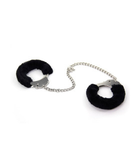 Оковы на ноги металлические с мехом, черные - No Taboo