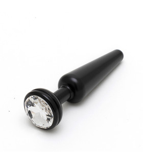 Анальная пробка Andaro металлическая с кристаллом, черная, 10 см х 2.5 см - No Taboo