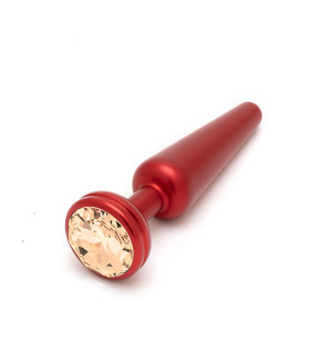 Анальная пробка, 10 см х 2.5 см, Andaro металлическая с кристаллом, красная - No Taboo