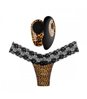 Вібратор в трусики Tania Panty Vibe з трусиками в комплекті, чорний з леопардовим принтом, 9 см х 4.5 см - No Taboo