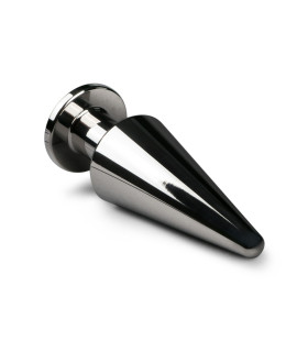 Анальная пробка из стали с узким носиком, серебристая, 11.5 см х 3.9 см - No Taboo