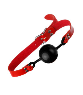 Кляп кулька чорний, латекс ремінь червоний - No Taboo