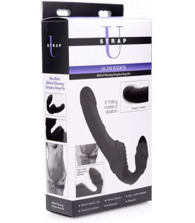 Безремневий страпон з вібрацією Slim Rider чорного кольору, 22.9 см х 3.8 см - No Taboo