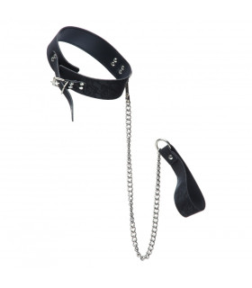 Нашийник з повідцем Чорний Мереживо кожзам BLK collar в коробці - No Taboo