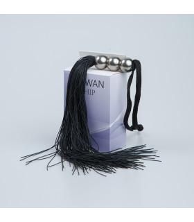 Плетка силиконовая с ручкой из шариков, черная - No Taboo