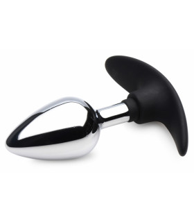 Анальная пробка металлическая Dark Invader утяжелённая, с силиконовым стоппером, M - No Taboo