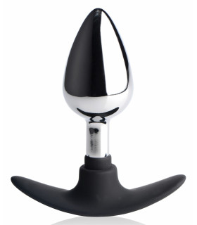 Анальная пробка металлическая Dark Invader утяжелённая, с силиконовым стоппером, M - No Taboo