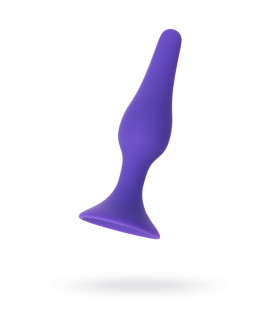 Анальна пробка на присосці, із силікону, фіолетова, розмір S, 10.2 см х 2 см - No Taboo