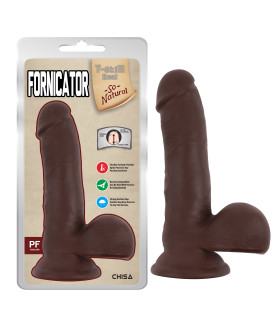 Фаллоимитатор реалистичный с хребтом, киберкожа, коричневый - No Taboo