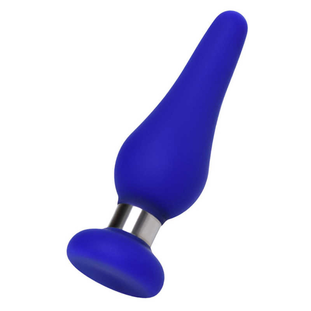 Анальная пробка, силикон, синяя, размер S, 10 см х 3 см (41659), zoom