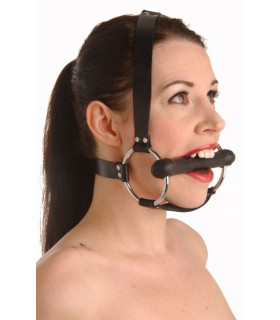 Збруя на голову у вигляді вуздечки для Pet Play зі шкіри і силікону, чорна - No Taboo