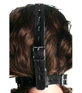 Збруя на голову у вигляді вуздечки для Pet Play зі шкіри і силікону, чорна - No Taboo