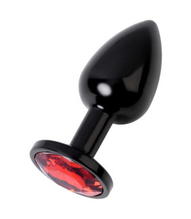 Анальная пробка с красным кристаллом, черная, размер S, 7.2 х 2.8 см - No Taboo
