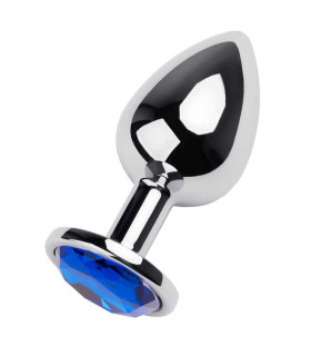 Анальная пробка металлическая с камнем, серебряная, 9.5 см х 4 см - No Taboo